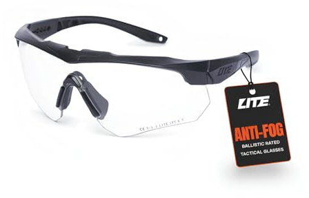 LITE Conqueror Tactical Eyewear – 5 Safety Cert. Military-Grade Eyewear | for Airsoft, Safety, Clay Shooting & Hunting, with UV Protection, 100% Anti-Fog & Anti-Scratch