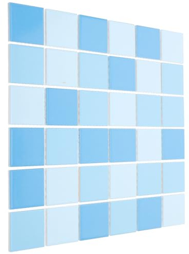 Angoily Azulejos de Cerámica para Piscinas Azulejos de Mosaico Azul Brillante 48 Piezas Baldosa Cuadrada para Revestimiento de Piscinas Exteriores Baños y Estanques Decorativos