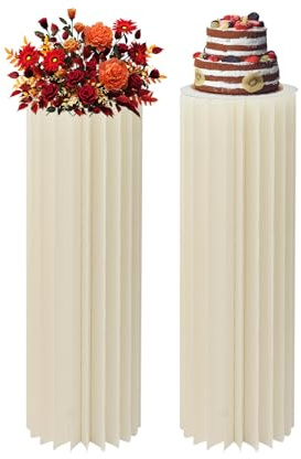 Supporto per fiori in cartone, 2 pezzi, pieghevole, per matrimonio, 30 x 100 cm, bianco, colonne di carta con piastra in PVC, portata 50 kg per pezzo, per feste, compleanni, decorazioni per eventi