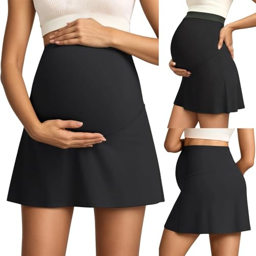Jupe de grossesse courte pour femme - Élastique - Taille haute - Jupe midi - Jupe de grossesse - Pantalon léger - Jupe d'été élégante - Jupe de loisirs - Respirant - Streetwear