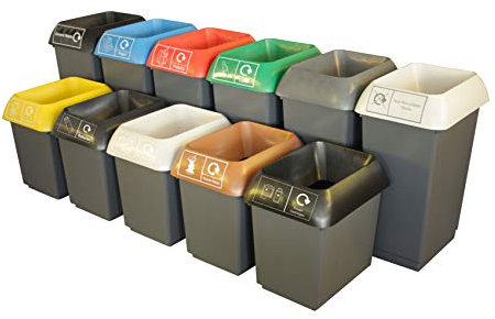 Chabrias Ltd 50 Litre Recycling Waste Bin With Lid & Logo Sticker Included (Black Lid & General Logo)