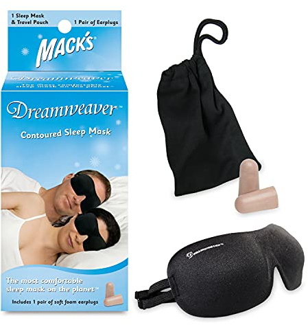 Mack's Dreamweaver Konturierte Schlafmaske, bequem, verstellbar, Augenmaske mit zwei Riemen, ultraweiche Schaumstoff-Ohrstöpsel