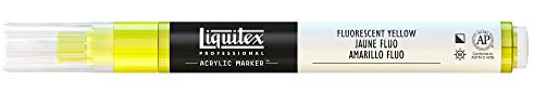 Liquitex 4620981 Professional Paint Marker, Acrylmarker mit hochpigmentierte Acrylfarbe auf Wasserbasis für den Innenbereich & Außenbereich, feine Spitze - Gelb fluoreszierend