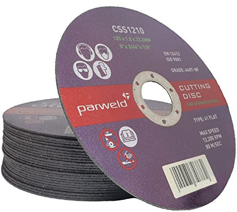 (PACK OF 50) Parweld (5) 125mm x 1mm Thin stainless Steel Cutting discs - metal slitting discs