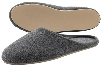 Pantoffelmann Chaussons en feutre avec semelle en caoutchouc I Gris I Tailles 37–51 I Antidérapants & confortables I 100% feutre I Respirants & chauds I Unisexe
