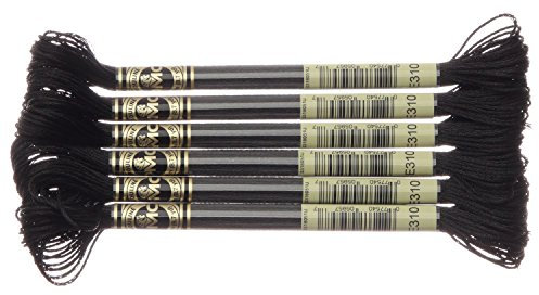 DMC 317W-E0310 Sticktwist, polyester, E0310 svart, 8 m