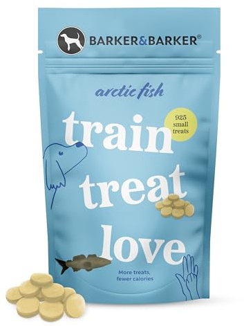 Barker and Barker Grain Free Dog Training Treats - 925 Tasty & Healthy Small Arctic Fish Treat Pack - Low Calorie, High in Protein - No Artificials - 100% Human-Grade for Puppies & Small Breed Dogs