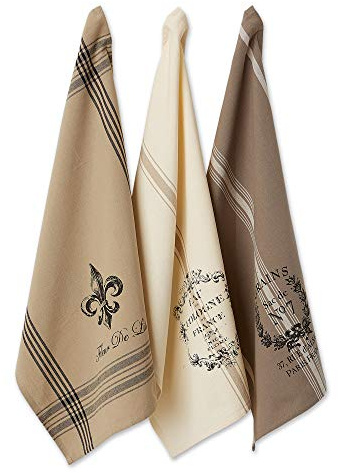 DII Lot de 3 torchons de cuisine Jacquard français 100% coton, décoratifs, pour la cuisine, la cuisson et la pâtisserie, motif macarons français