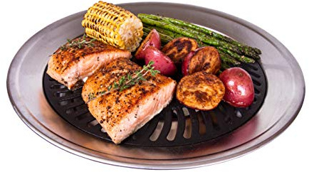 Kitchen + Home Stove Top Smokeless Grill Indoor BBQ, Stainless Steel with Double Coated Non Stick Surface