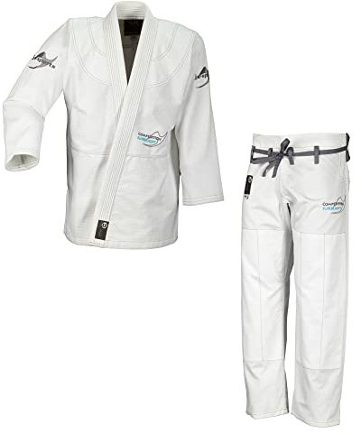 Ju-Sports BJJ Anzug Pearl Competition superlight Weiß A4 I Superleichter Brazilian Jujutsu Anzug mit kontrastierenden Nähten & edlen Stickverzierungen I BJJ Gi Herren I 100% Baumwolle