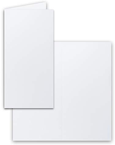 100 x vikta kort DIN långa – kristallvit (vit) – 10,5 x 21 cm – Blanko – dubbla kort – fällbara kort – 240 g/m²