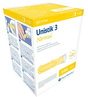 Owen Mumford AT 1002 Unistik 3 Normal Safety Lancets, 1.8mm Depth, 23 Gauge, 100 Count