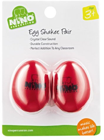Nino Percussion Egg Shaker Paar – 2 Rasseleier für Kinder ab 3 Jahren – Musikinstrument – Geschenkidee - Kunststoff, Rot (NINO540R-2)