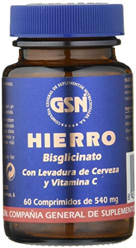 GSN | Hierro | Aporte de Alta Absorción | Prevenir y Tratar la Anemia | Aporta Energía | la Capacidad Mental en Niños| Periodos Menstruales | Levadura de Cerveza, Vitamina C | 60 comprimidos