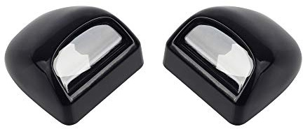 HERCOO License Plate Lights Lamp Lens Black Housing Compatible with Silverado Sierra Avalanche Suburban Escalade Yukon Step Bumper Truck Clips Aftermarket, Pack of 2