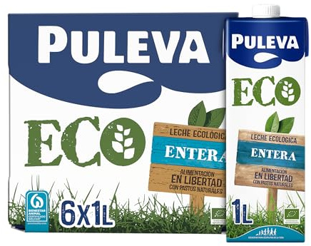 Puleva ECO - Leche Ecológica Entera BIO - Bienestar Animal - Brik UHT Pack 6 x 1L