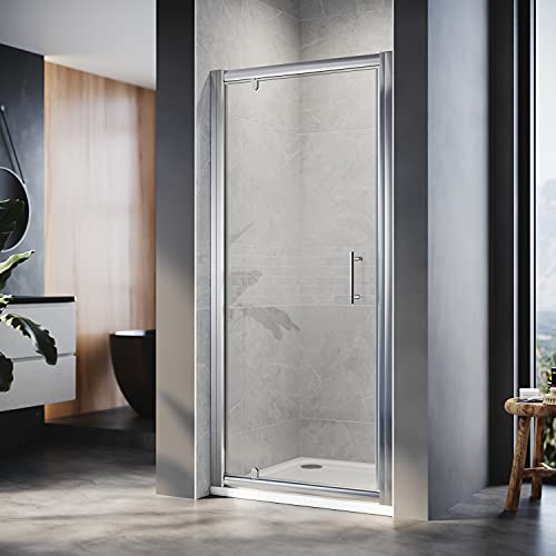 ELEGANT 760mm Pivot Hinge Shower Enclosure 6mm Glass Reversible Cubicle Door