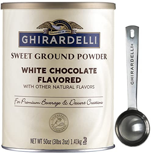 Ghirardelli Sweet Ground White Chocolate Powder, 3.12 lb with Barista Spoon