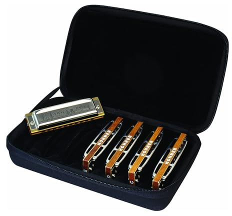 Hohner Blues Harp 5-Piece Diatonic Harmonica Bundle with Case