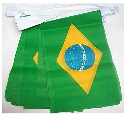 AZ FLAG - Guirlande Drapeau Brésil - 6 Mètres Avec 20 Fanions Brésilien De 21x14 cm - Petits Drapeaux 100% Polyester - 60g