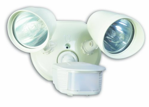 Designers Edge L6010WH L-6010Wh Luz de Inundación de Doble Cabeza Activada por Movimiento, Iluminacion, 120 V, 200 W, Halógeno, bi-Pin, 100 W, Color Blanco
