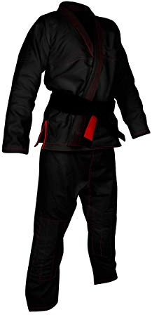 ROX Fit BJJ Gi abiti Jiu Jitsu Gi brasiliano tute per concorso, uomo, colore: nero, con cuciture rosse, A0, A1, A2, A3, A4, A5, A6 (A0)