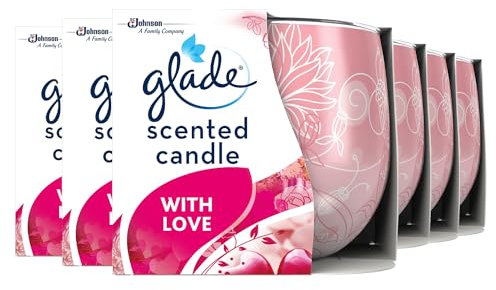 Glade Jar Candle, Scented Candle Infused with Essential Oils, Up to 31 Hour Burn Time, I Love You, Pack of 6 (6 x 120g)