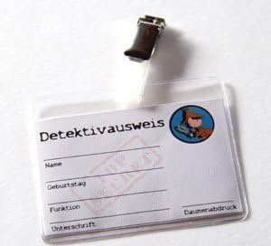 Party Großhandel 8 x Detektivausweis Detektiv Flo mit Clip und Hülle