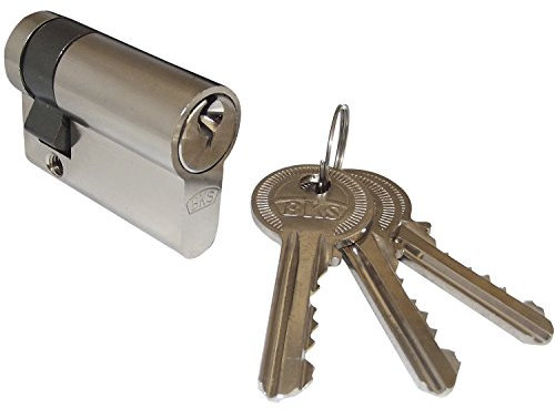 BKS Profilhalbzylinder 89000101 N, Vern.BL 31 mm, mit 3 Schlüsseln, messing vernickelt