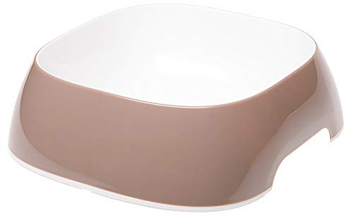 Ferplast Dog Bowls GLAM, Non-Slip Rubber Base, Food and Water Plastic Bowl Easy to Clean, 1,2 Liter, Grey