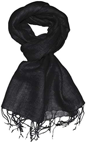 Lorenzo Cana - Schwarzer Herren Leinenschal, Schal aus 100% Leinen, 52 cm x 180 cm Tuch Naturfaser 9320911