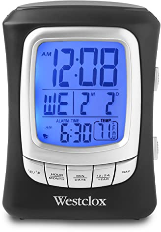 Westclox Travel Alarm Clock with Nap Timer – Model# 72001 (Non Foldable)