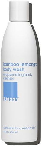 LATHER - Bamboo Lemongrass Natural Body Wash, 8 fl oz - Shower Gel Cleanser - Body Soap - Essential Oils - Green Tea, Aloe Vera, Jasmine - All Skin Types, Vegan, Cruelty Free - Beauty & Skincare