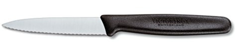Victorinox 3.25 Inch Paring Knife with Serrated Edge, Spear Point, Black