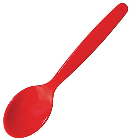 Olympia Kristallon Plastic Spoons Red (12 Pack) - Reusable Cutlery for Schools, Nursing Homes DL122