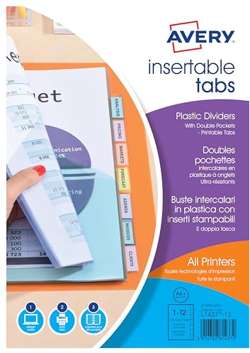 Avery 798770 12 Tabs Personalizable Pocket Divider