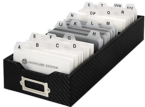 JackCubeDesign Carbon Fiber Business Card Holders Organiser Coupon Holder Name Card Organiser Name Card Holder With Removable Divider For Desk(10.9 x 4.5 x 24.7 cm) - MK171