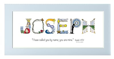 The Christian Alphabet Personalized Baptism gifts for boys 10x20 inches matted print optional frame custom baptism gift for baby boys