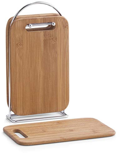 Zeller 25264 Brettchenständer, 5-teilig, Bamboo/Chrom / 15 x 6,5 x 30, beige, small