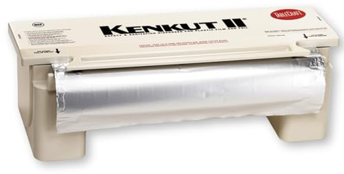 TableCraft KK6 KenKut 24 Film and Foil Dispenser, ABS Construction, Holds 24 Rolls up to 6 Diameter, Anti-Static Bar, Metal Safety Blade, Wall-Mount & Suction-Cup Options, Dishwasher Safe