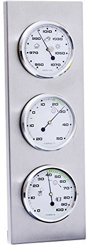 Sunartis 3-4013 THB197 - Estación meteorológica de acero inoxidable con termómetro, hid´rografo y barómetro