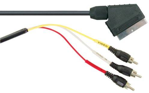 Scart Plug to 3 Phono Plugs, Black
