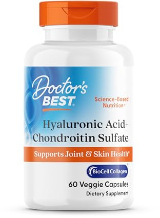 Doctors Best Hyaluronic Acid+ Chondroitin Sulfate, Supports Joint & Skin Health, Non-GMO, Gluten Free, Soy Free 60 Veggie Capsules