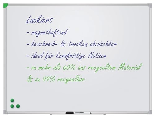 FRANKEN Whiteboard, Schreibtafel U-Act!Line®, lackiert, magnetisch, beschreibbar, trocken abwischbar, mit Aluminiumrahmen, Magnettafel zur Wandbefestigung, Weiß, 60 x 40 cm, SC914060
