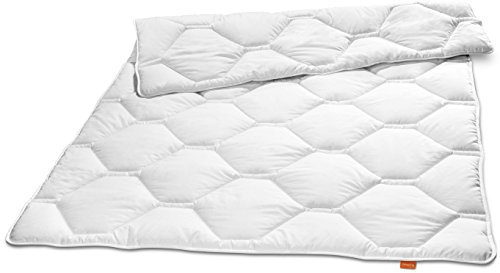 sleepling 190096 Komfort 320 Ganzjahresdecke Bettdecke Made in Germany Baumwolle Satin Mono medium 135 x 200 cm, weiß