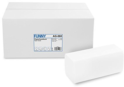 Funny Papierhandtücher ZZ/V-Falz, 2-lagig, 24,5x22cm, 4000 Blatt, hochweiß – Hochwertige Papiertücher, Handtuchpapier, Einweg Papier Handtücher für Spender