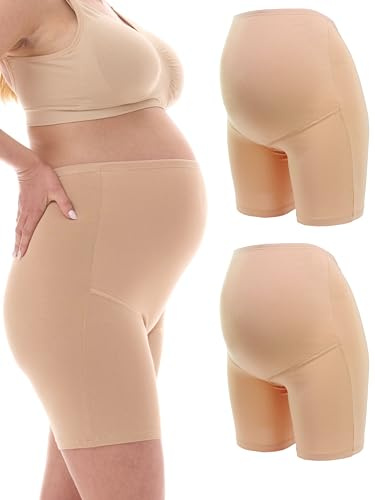 Herzmutter Mutande Gravidanza Cotone - Mutandine Premaman - Guaina maternità - Biancheria Intima Maternitá - Slip per Futura Mamma - 5000 (S, Beige, 2X)