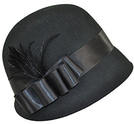 Village Hats sur la tête Glockenhut Chloe aus Wollfilz - Schwarz - One Size