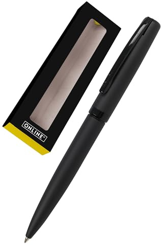 Online Kugelschreiber Eleganza Pure Black I hochwertiger Metall-Kuli Schwarz I auswechselbare Großraummine I Metallclip I Schreibfarbe Schwarz dokumentenecht I inkl. Geschenkverpackung