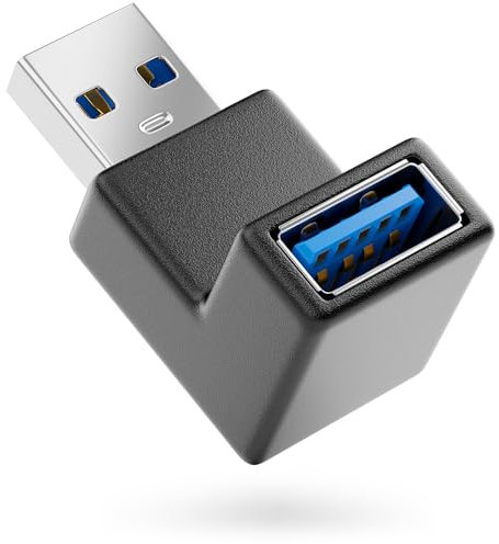 deleyCON Adattatore USB 3.0 Angolato - Adattatore a 90° - A Maschio a A Femmina - Compatibile con Tutti i Cavi USB - Gestione Ottimale Dei Cavi